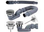 Instadrain | Mensola Per Vasca Siphon Click-Clack - Grigio - Regolabile - Flessibile - Scarico Cromato - Design Elegante