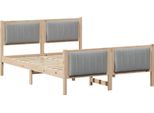 Vidaxl Struttura Letto Marrone E Grigio Chiaro 140 X 200 Cm In Legno Di Pino Massiccio