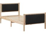 Vidaxl Struttura Letto Marrone E Nera 90 X 200 Cm In Legno Di Pino Massiccio