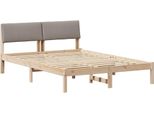 Vidaxl Struttura Letto Marrone E Tortora 160 X 200 Cm In Legno Di Pino Massiccio