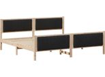 Vidaxl Struttura Letto Marrone E Nera 200 X 200 Cm In Legno Di Pino Massiccio
