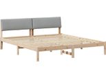Vidaxl Struttura Letto Marrone E Grigio Chiaro 200 X 200 Cm In Legno Di Pino Massiccio