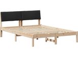 Vidaxl Struttura Letto Marrone E Nera 140 X 200 Cm In Legno Di Pino Massiccio
