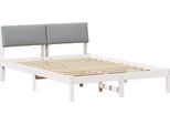 Vidaxl Struttura Letto Bianco E Grigio Chiaro 140 X 200 Cm In Legno Di Pino Massiccio