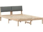 Vidaxl Struttura Letto Marrone E Grigio Scuro 135 X 190 Cm In Legno Di Pino Massiccio