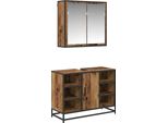 Vidaxl Set Di Mobili Da Bagno Con Ripiano 2 Pezzi In Legno Di Recupero Materiale A Base Di Legno
