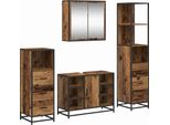 Vidaxl Set Di Mobili Da Bagno Con Cassetti 4 Pezzi In Legno Di Recupero Materiale A Base Di Legno