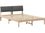 Vidaxl Struttura Letto Marrone E Grigio Scuro 135 X 190 Cm In Legno Di Pino Massiccio
