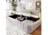 Divano Letto Idraulico Flieks 90X200Cm Con Contenitore, Daybed Con Schienale, Letto Imbottito Per Ragazzi Con Rete A Doghe, Velluto, Grigio Chiaro