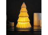 1.06 Abete Led In Porcellana Con Illuminazione Indiretta - Circa 16,5 Cm - Abete Illuminato Bianco (Grande)
