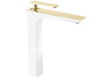 Mexen Indus Rubinetto Lavabo Alto, Bianco/Oro - 744610-25