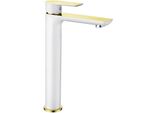Mexen Alfa Batteria Lavabo Alta, Bianco/Oro - 745710-25