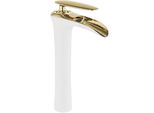 Mexen Lyra Rubinetto Lavabo Alto, Bianco/Oro - 745310-25