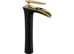 Mexen Lyra Miscelatore Lavabo Alto, Nero/Oro - 745310-75
