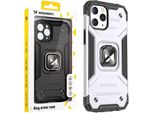Wozinsky Anello Armatura Custodia Iphone 14 Pro Custodia Blindata Supporto Magnetico Anello Argento