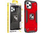 Wozinsky Anello Armatura Custodia Iphone 14 Pro Custodia Blindata Supporto Magnetico Anello Rosso