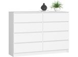 Akord Credenza 8 Cassetti Bianca 138X40X99 Cm