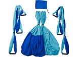 Set Di Amache Da Yoga Per L'altalena Yoga A Soffitto Amaca Aerea Di Stoffa Per Il Fitness Yoga Anti-Gravity Swing (Blu Scuro + Blu Chiaro)