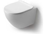Vaso Wc Sospeso In Ceramica Senza Brida Con Coprisedile | Folk