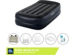 Letto Ad Aria Intex - 1 Persona - 99 X 191 X 46 Cm - Blu - Con Pompa + Lenzuola Bianche + Cuscino + Federe Molton 2 In 1 + Set Di Riparazione