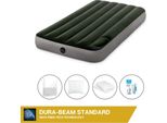 Letto Ad Aria Intex - 1 Persona - 99 X 191 X 25 Cm - Verde - Con Pompa A Pedale Incorporata + Lenzuolo Bianco + Cuscino + Federe Molton 2 In 1 + Set Di Riparazione