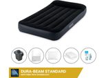 Letto Ad Aria Intex - 1 Persona - 99 X 191 X 25 Cm - Nero + Pompa Elettrica Intex - 650 Litri/Min + Lenzuola Bianche + Cuscino + Federe Molton 2 In 1 + Set Di Riparazione