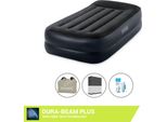 Letto Ad Aria Intex - 1 Persona - 99 X 191 X 46 Cm - Blu - Con Pompa + Lenzuolo Nero + Set Di Riparazione