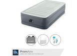 Intex Airbed - 1 Persona - 99 X 191 X 46 Cm - Grigio - Con Pompa Elettrica, Lenzuolo Bianco E Kit Di Riparazione