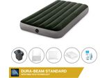 Letto Gonfiabile Intex - 1 Persona - 99 X 191 X 25 Cm - Verde + Pompa Elettrica Intex - 650 Litri/Min + Lenzuolo Bianco + Cuscino + Federe Molton 2 In 1 + Kit Di Riparazione