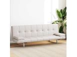 Divano Letto Con 2 Cuscini In Ecopelle Allungabile Bianco Panna