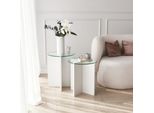 Skye Decor, Lily - White, Tavolino (2 Pezzi), Bianco, 100 % Vetro Temperato, 40 X 40 X 50 Cm
