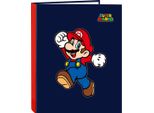 Raccoglitore Ad Anelli Super Mario World Blu Navy A4 26,5 X 33 X 4 Cm