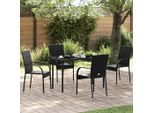 Vidaxl Sedie Da Giardino Impilabili 4 Pz. Poli Rattan Nero