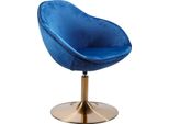 Wohnling Sedia Sarin Velluto Blu / Oro 70X79X70 Cm Sedia Da Ufficio Di Design | Sedia Da Club Sedia Imbottita Con Braccioli | Sedia Da Ufficio Sedia Da Cocktail Sedia Lounge | Sedia Da Bar