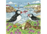 Set Per Punto Croce Heritage In Aida "Puffin Shore"", Schema Contato, BSPF1610-A, 20,5X20,5Cm"