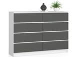 Akord Credenza 8 Cassetti Bianco/Grigio Grafite 138X40X99 Cm