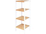 Dibea Scaffale In Piedi In Bambù, A 4 Livelli, Salvaspazio E Robusto, Scaffale In Legno Sostenibile Con Piedini Antiscivolo, 33X33X98 Cm, Naturale/Bianco