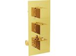 Mexen Cube Miscelatore Termostatico Per Vasca E Doccia A 3 Uscite, Dorato - 77503-50