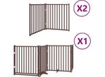 Vidaxl Cancelletto Per Cani A 8 Pezzi Con Porta Pieghevole Marrone 640 Cm Legno Di Pioppo