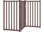 Vidaxl Cancelletto Pieghevole Per Cani 3 Pezzi Rovere Marrone 150 Cm Abete Massiccio