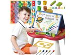 Tavolo Educativo Con Lavagna Bifacciale + Giochi + Accessori