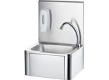 Lavamano Per Montaggio A Parete 400X330X570 Mm, Con Comando A Ginocchio, Incluso Rubinetto, Dispenser Di Sapone E Pannello A Parete