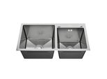 Lavello Doppio Nano Silver (Nano-Silver) 78X43X22 - Lavastoviglie, Cestello, Acciaio Inox 3 Mm, 2 Camere, Cestello, Dosatore, Sifone In Set