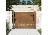 The Living Store Cancello Da Giardino 105X80 Cm In Acciaio Corten Grass Design