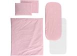 Set Di Biancheria Da Letto Per Carrozzina Lorelli 5 Pz. Coperta 78 X 62, Cuscino 35 X 25, Lenzuolo Rosa