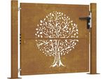 Vidaxl Cancello Da Giardino 105X130 Cm In Acciaio Corten Design Ad Albero