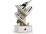 Costway Libreria A 5 Livelli Con Cassetto, Libreria Autoportante A Forma Di Albero, Scaffale Per Archiviazione Autoportante Scaffale In Legno Per Camera Da Letto Soggiorno, 30 X 17,5 X 60 Cm (Beige)