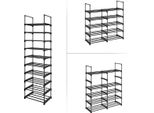 Songmics Grande Scarpiera In Ferro Con 10 Scomparti, Automontante, Salvaspazio, Multifunzionale, Per Soggiorno Camera Da Letto Cucina 45 X 30 X 174