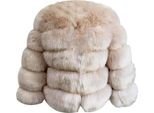 Donna Cappotto In Pelliccia Sintetica Giacca Invernale In Pelliccia Sintetica Capispalla In Pelliccia Sintetica Unicoloured Thick Parka Winter Coat, Ladies , Beige, M