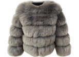 Donna Cappotto In Pelliccia Sintetica Giacca Invernale In Pelliccia Sintetica Capispalla In Pelliccia Sintetica Unicoloured Thick Parka Winter Coat, Ladies , Grigio Scuro, M